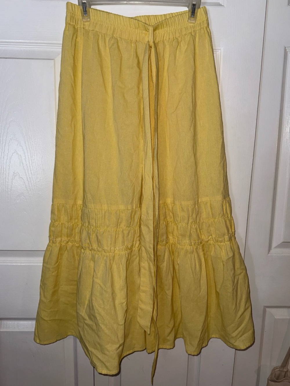Sunshine Yellow Tiered Maxi Skirt with Drawstring Waist